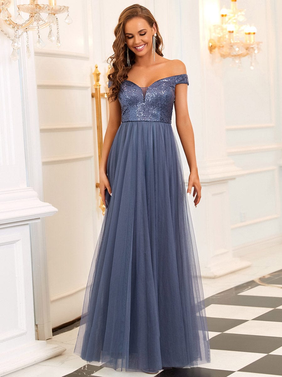 Dazzling Sequin and Tulle Maxi Dress