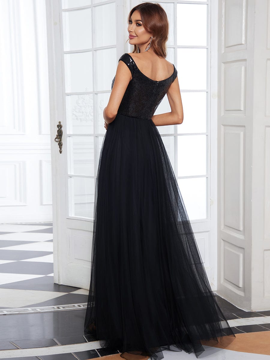 Dazzling Sequin and Tulle Maxi Dress