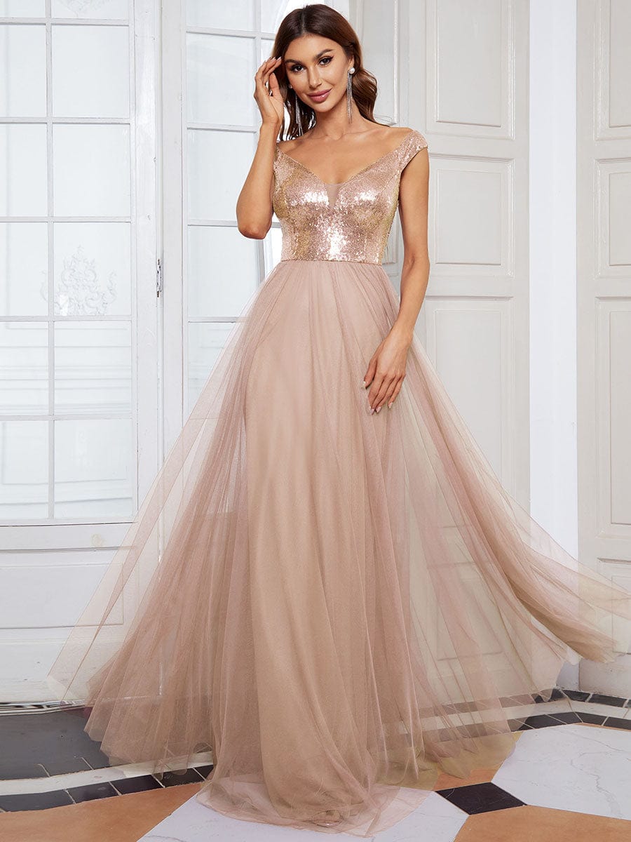 Dazzling Sequin and Tulle Maxi Dress