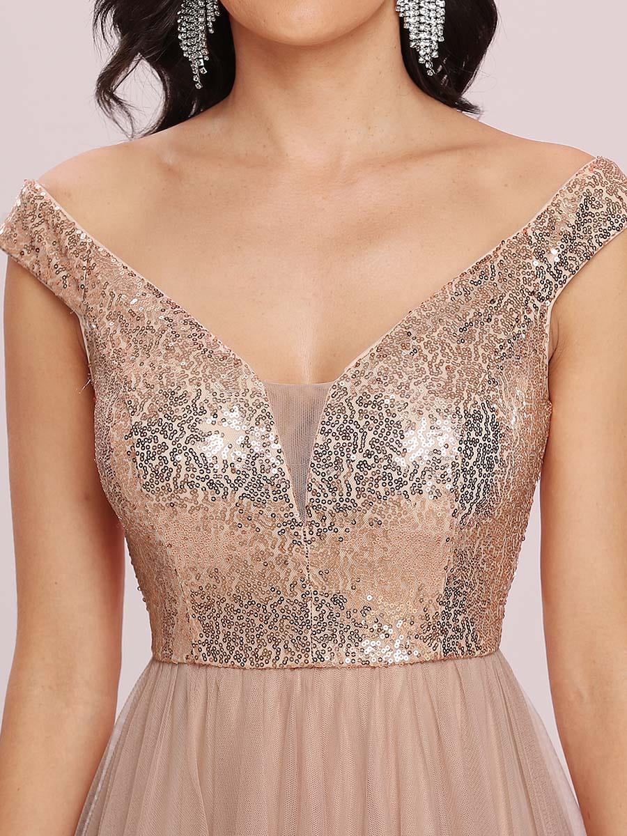 Sparkling Sequin and Mesh Formal Dress