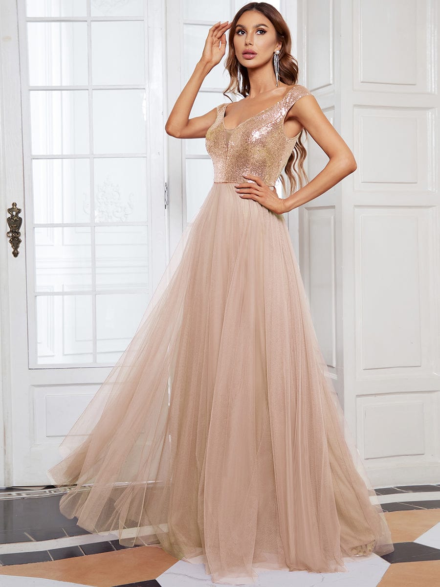 Dazzling Sequin and Tulle Maxi Dress