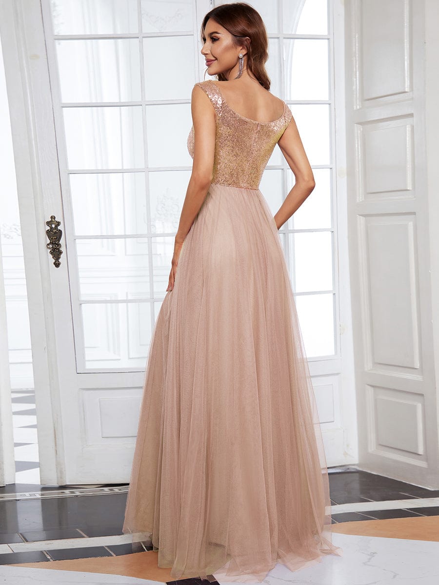 Sparkling Sequin and Mesh Formal Dress