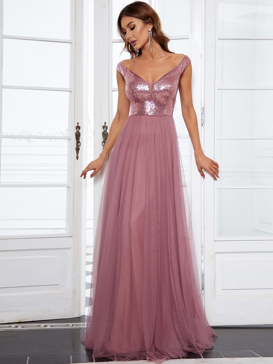 Dazzling Sequin and Tulle Maxi Dress
