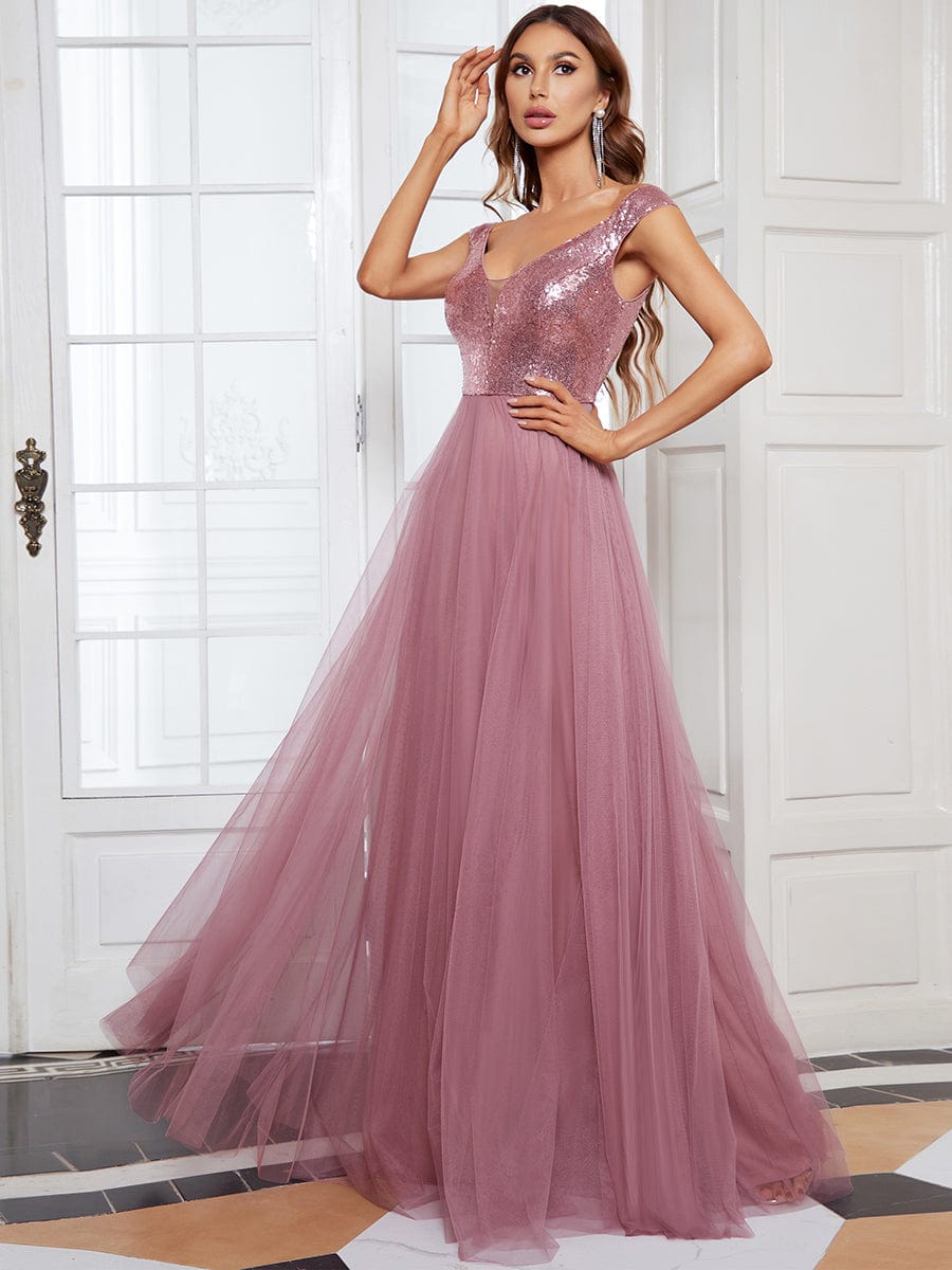 Dazzling Sequin and Tulle Maxi Dress