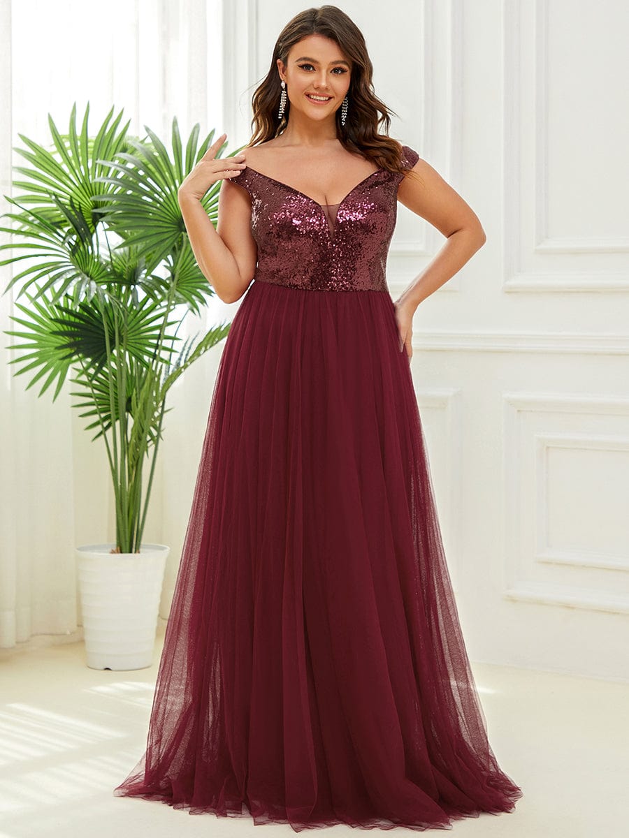 Dazzling Sequin and Tulle Maxi Dress