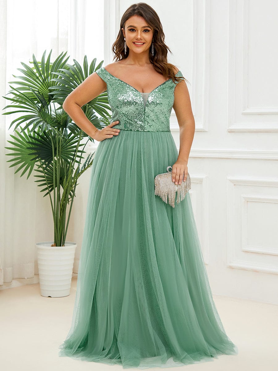 Dazzling Sequin and Tulle Maxi Dress