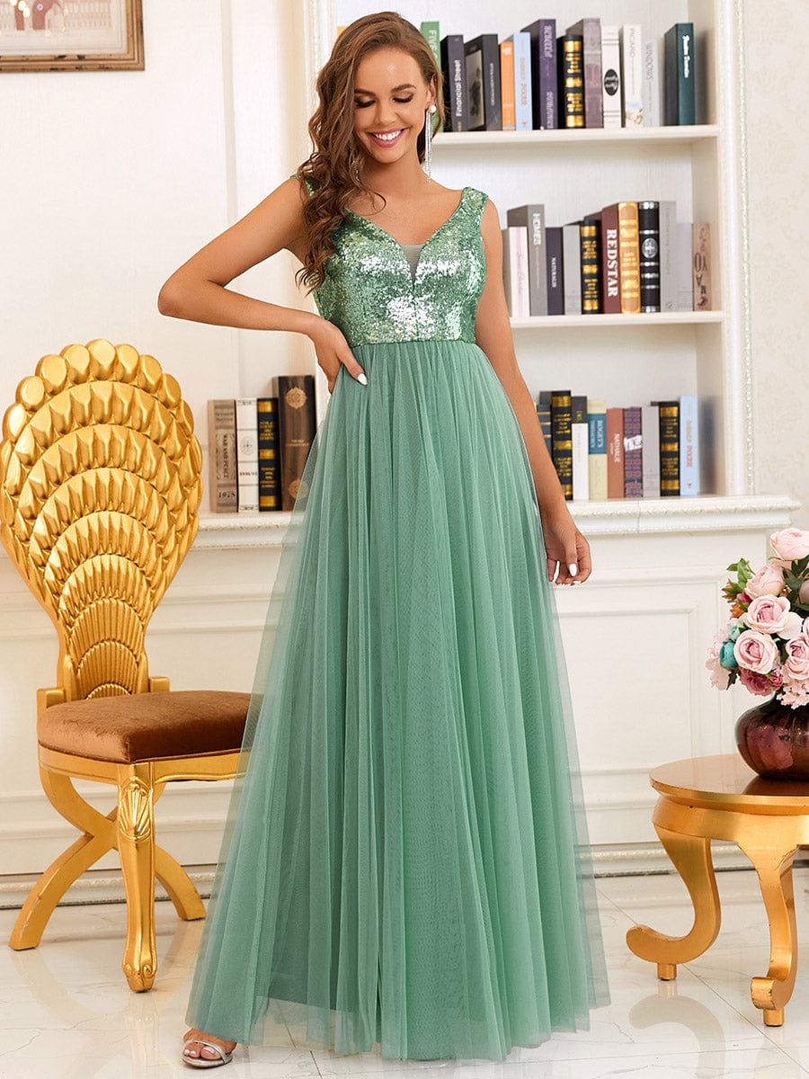Dazzling Sequin and Tulle Maxi Dress
