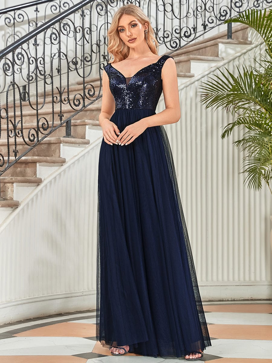 Dazzling Sequin and Tulle Maxi Dress