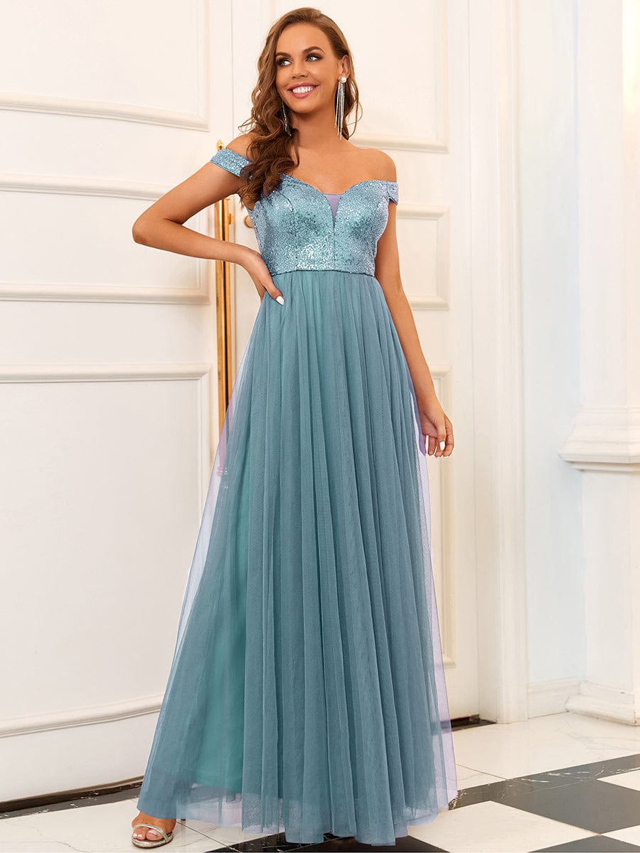 Dazzling Sequin and Tulle Maxi Dress