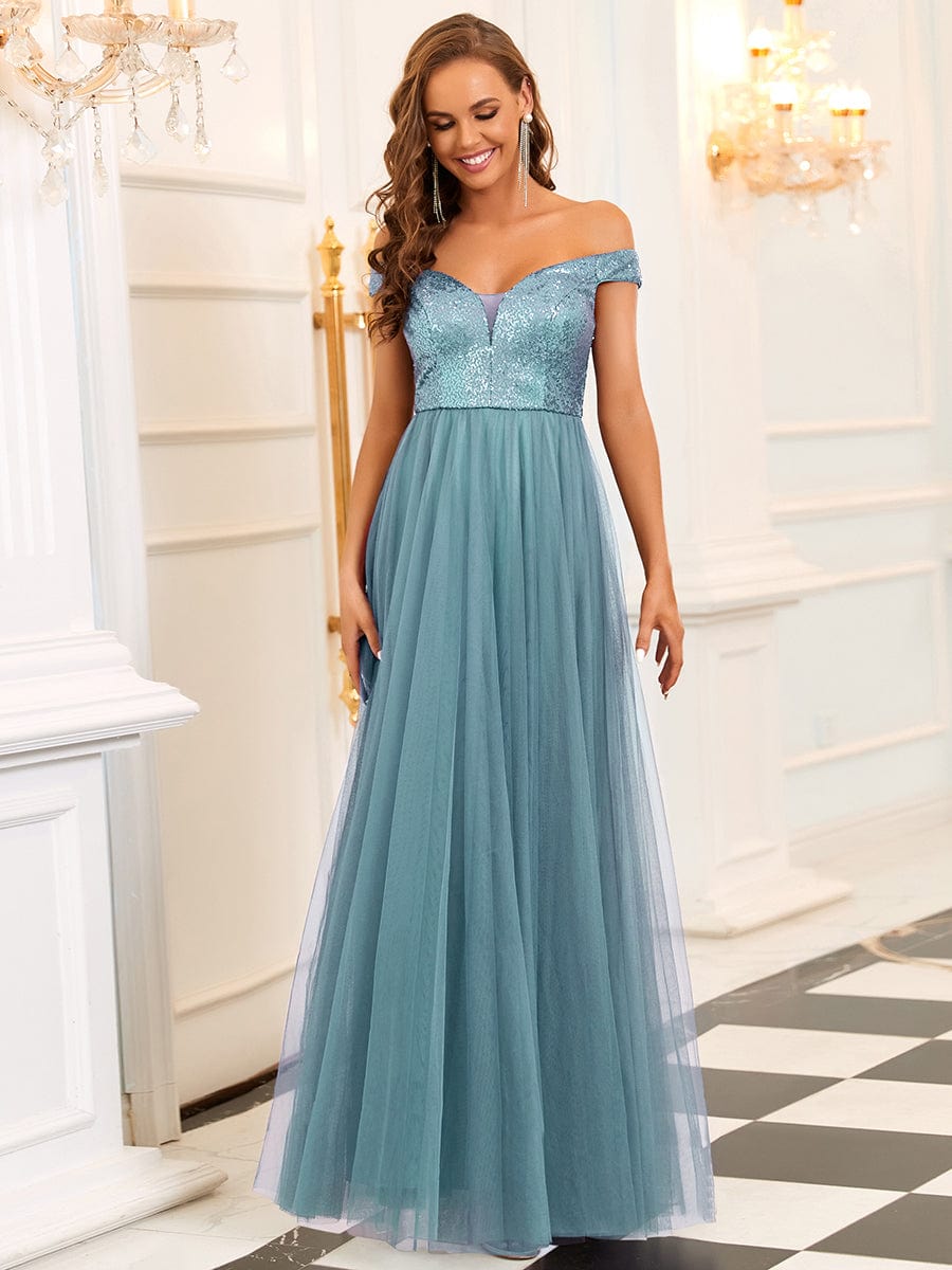 Dazzling Sequin and Tulle Maxi Dress