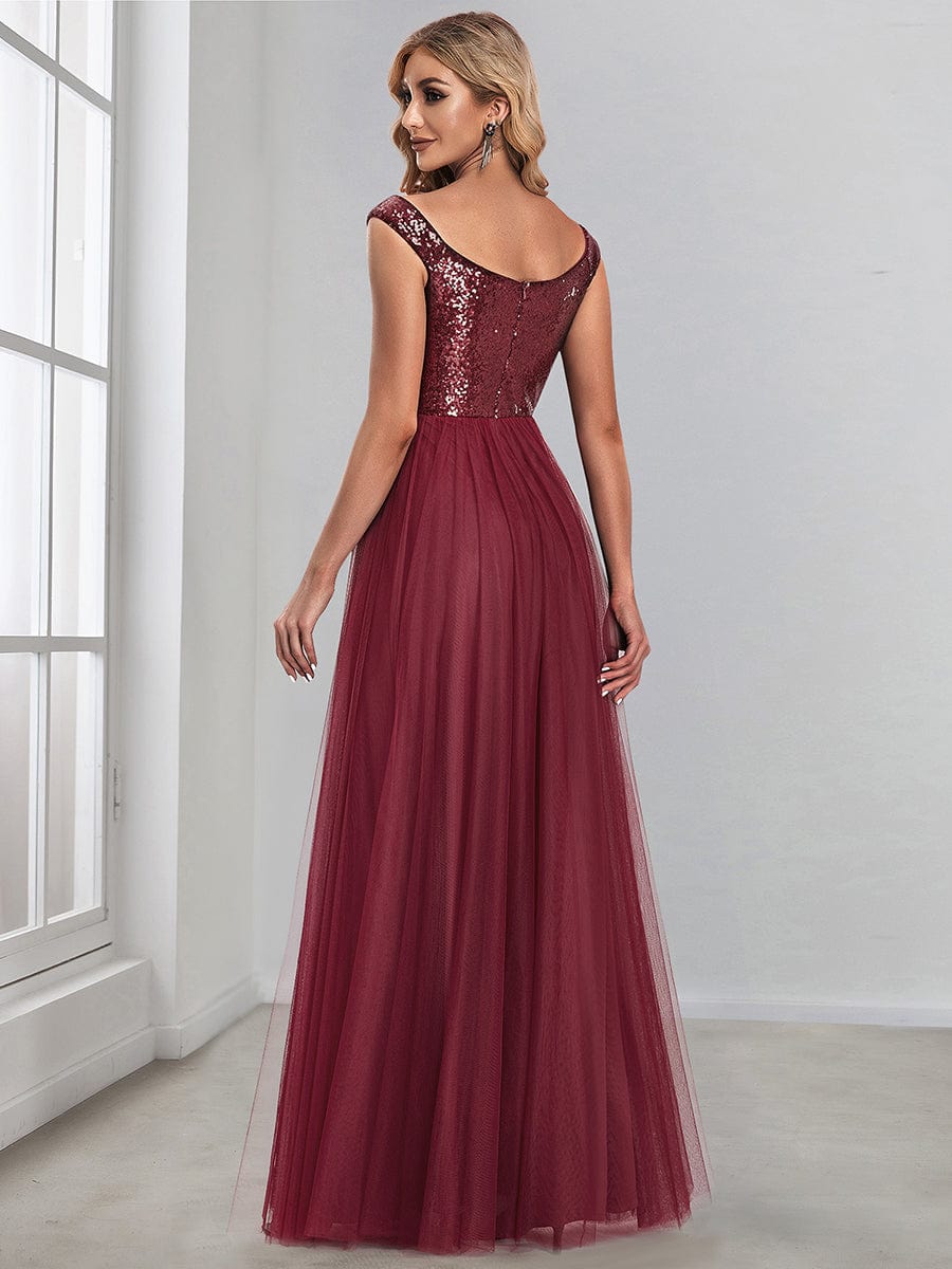 Dazzling Sequin and Tulle Maxi Dress
