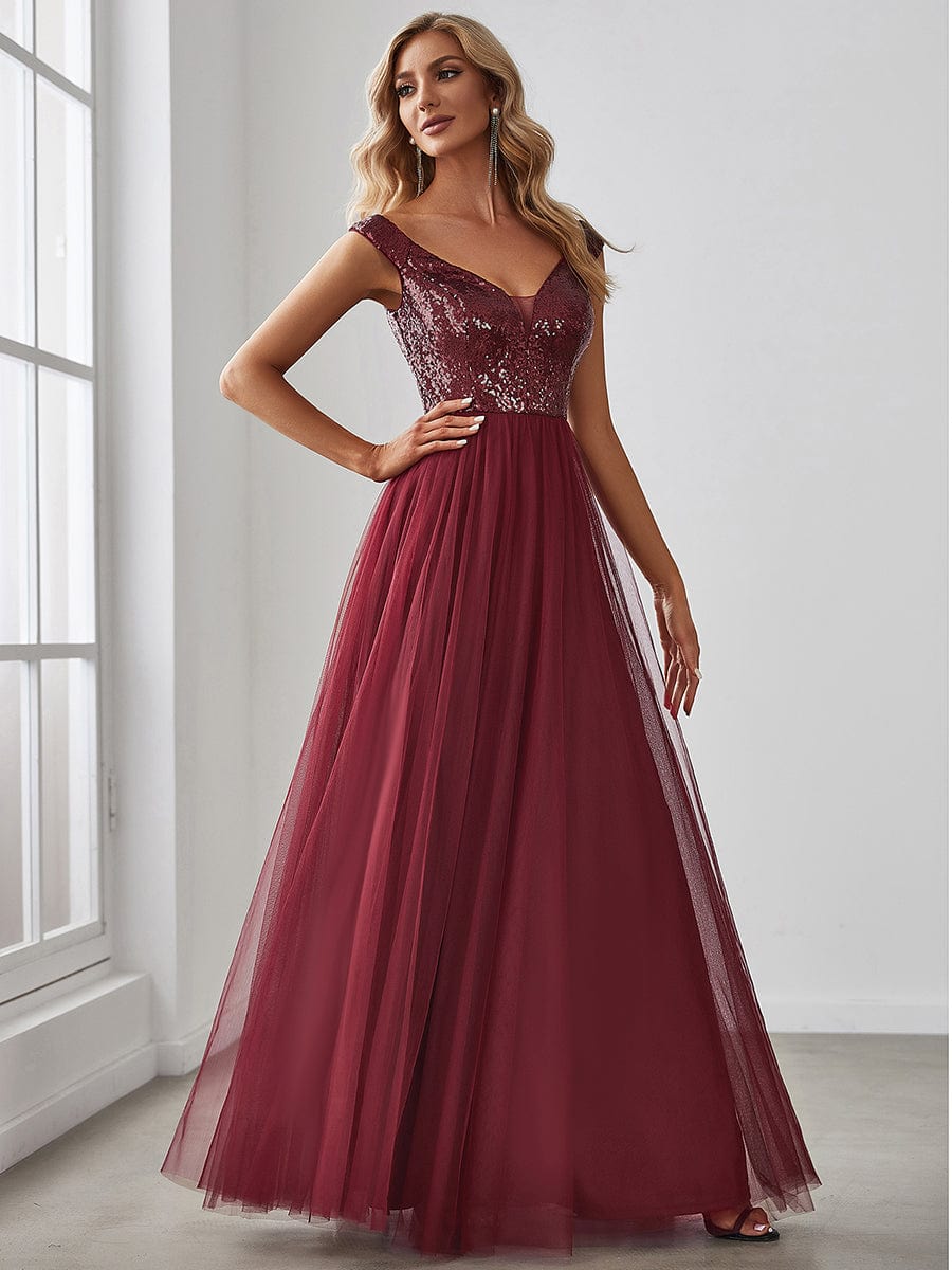 Dazzling Sequin and Tulle Maxi Dress