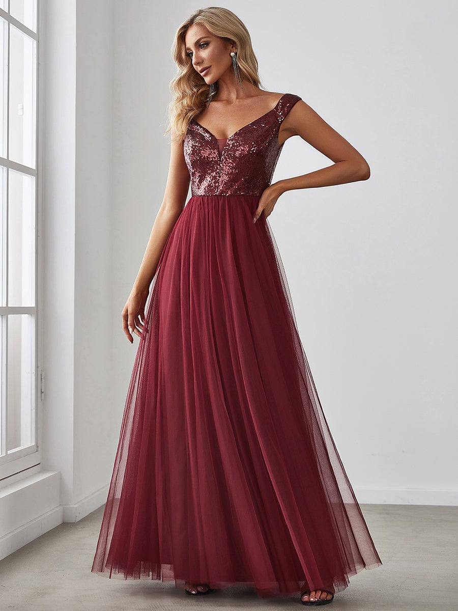 Dazzling Sequin and Tulle Maxi Dress