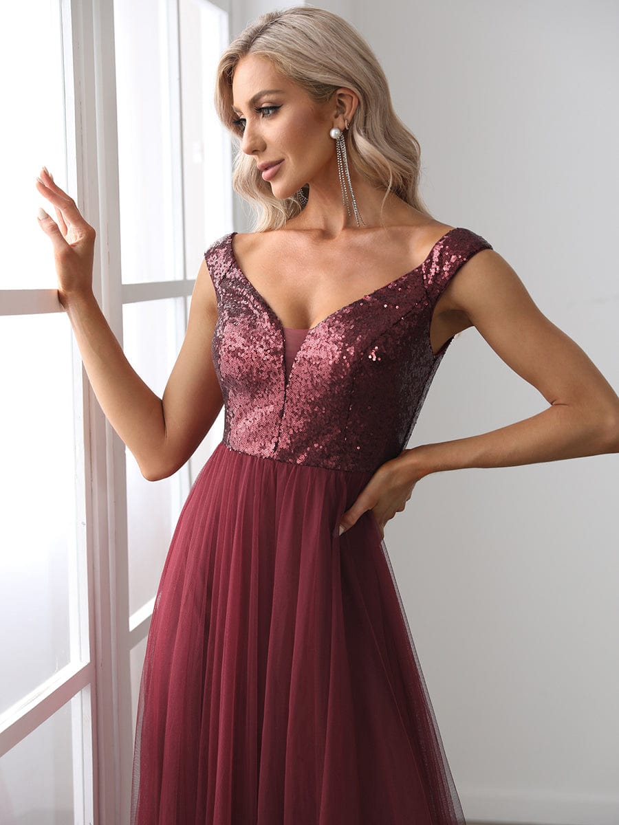 Dazzling Sequin and Tulle Maxi Dress