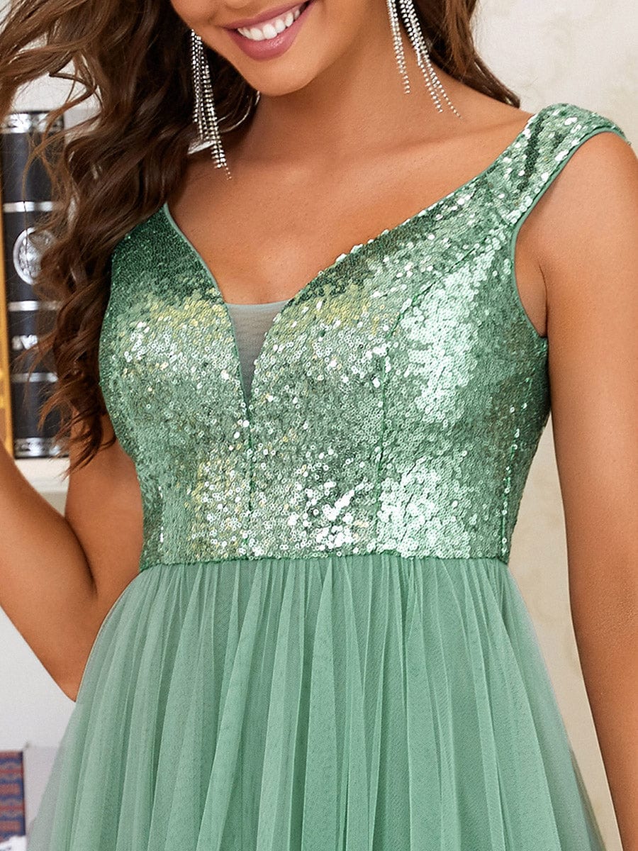 Sparkling Sequin and Mesh Formal Dress