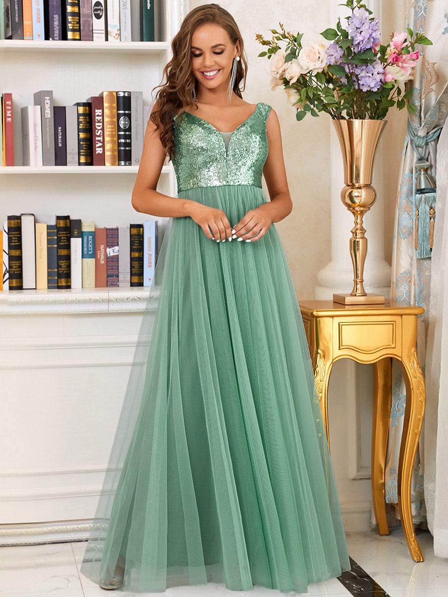 Dazzling Sequin and Tulle Maxi Dress