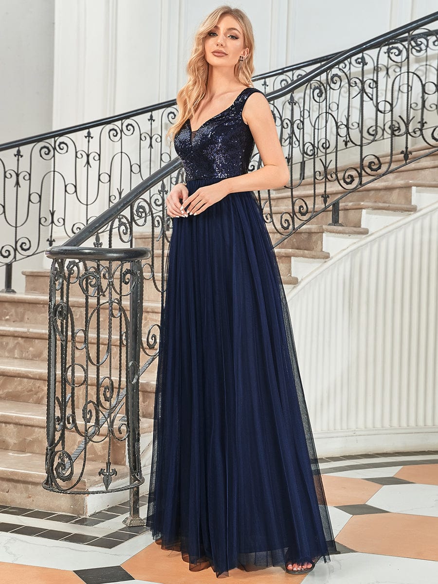 Dazzling Sequin and Tulle Maxi Dress