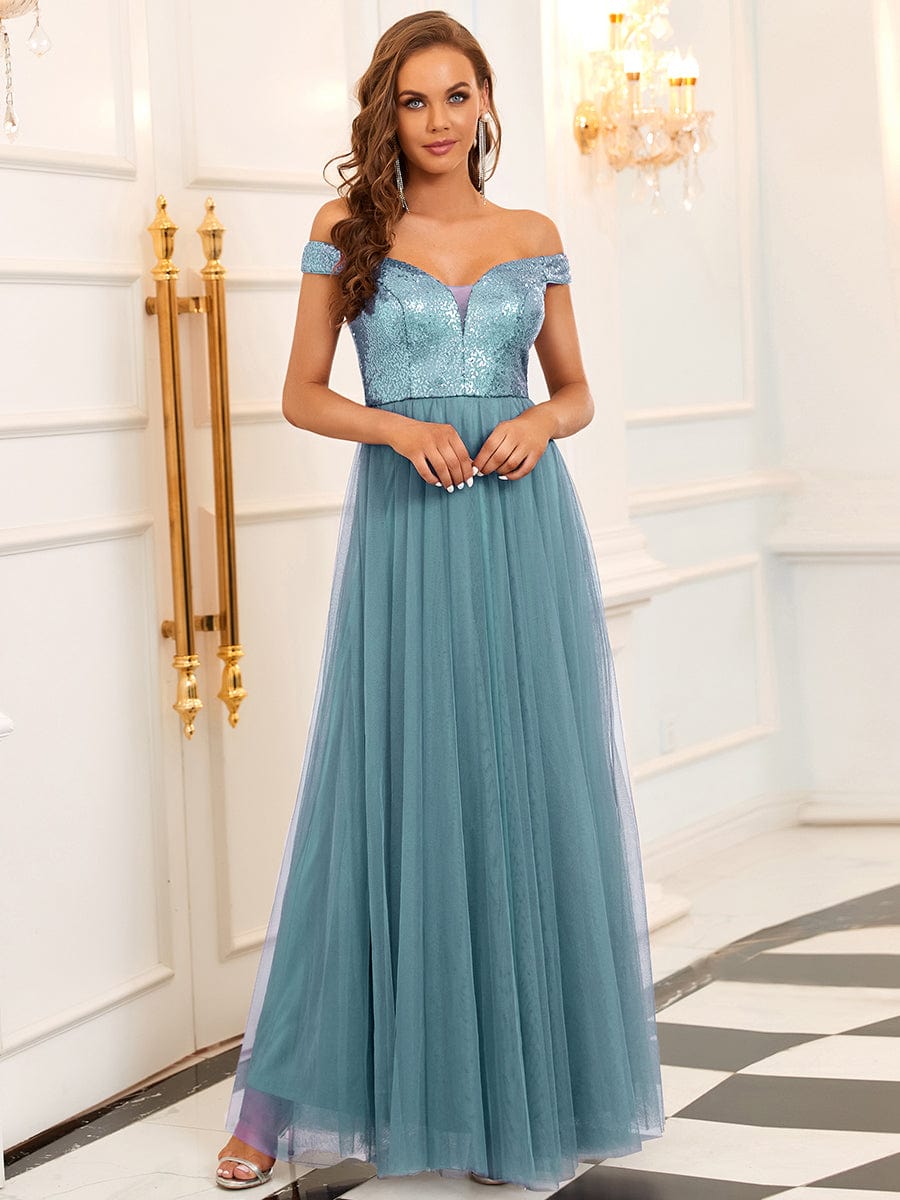 Dazzling Sequin and Tulle Maxi Dress