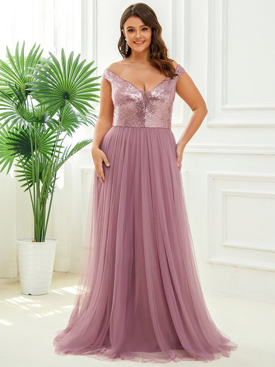 Sparkling Sequin and Mesh Formal Dress
