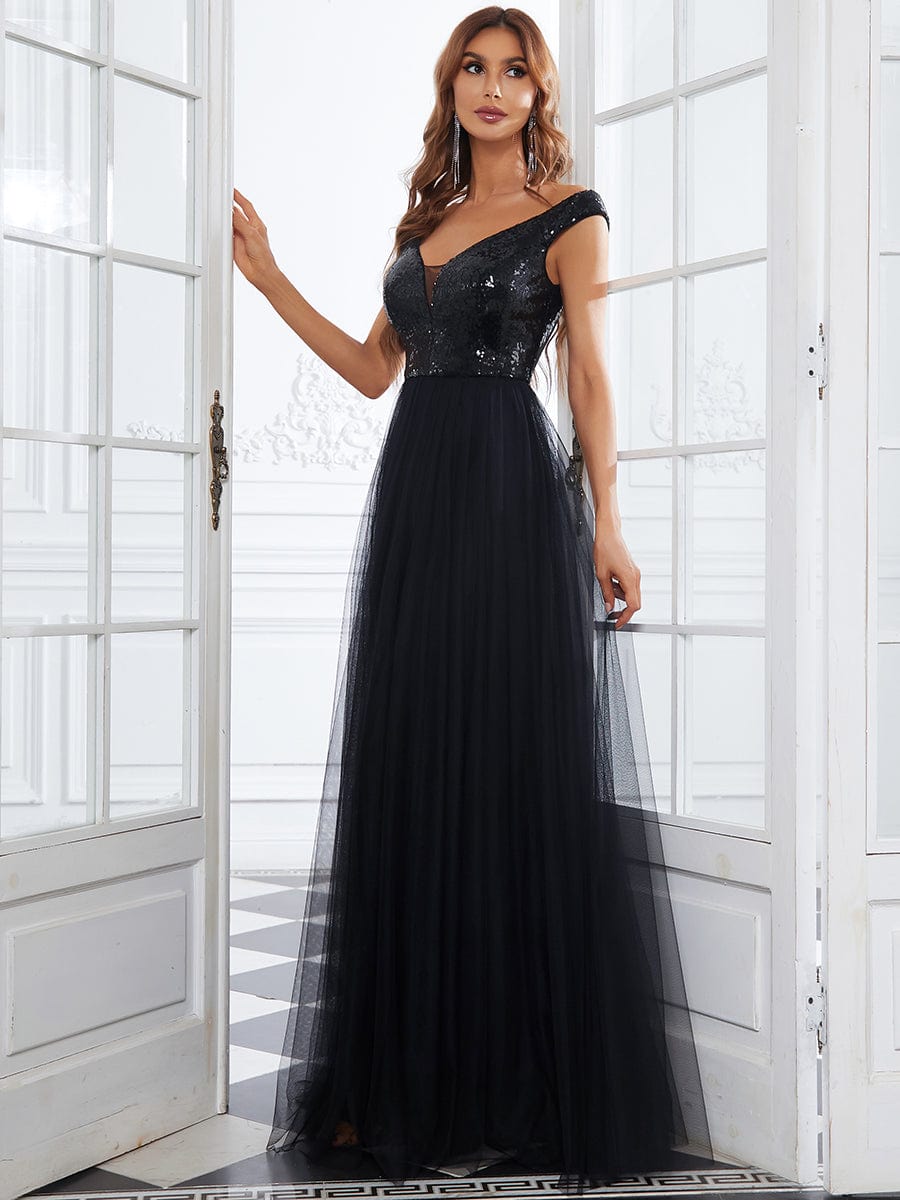 Dazzling Sequin and Tulle Maxi Dress