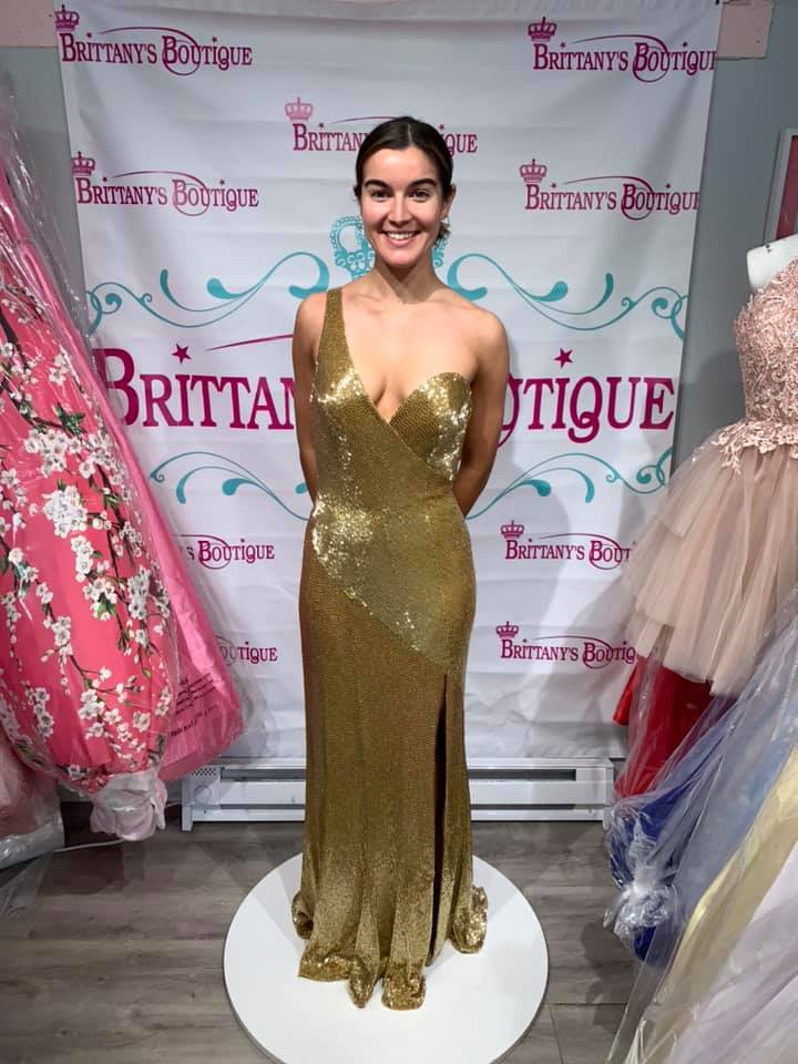 Ashley Lauren #1831 Gold Beaded Gown
