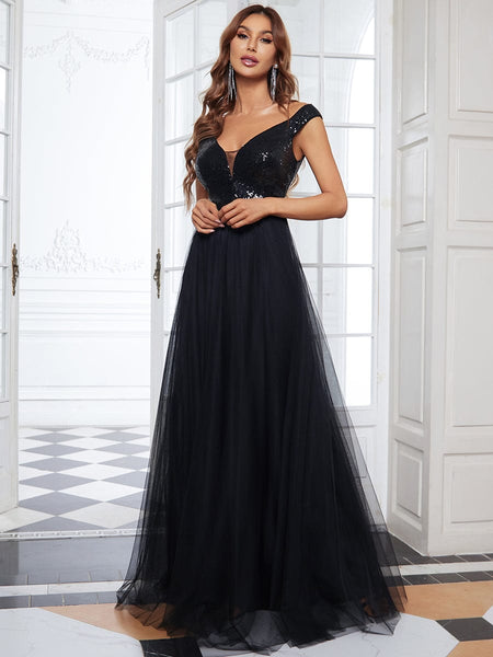 Dazzling Sequin and Tulle Maxi Dress