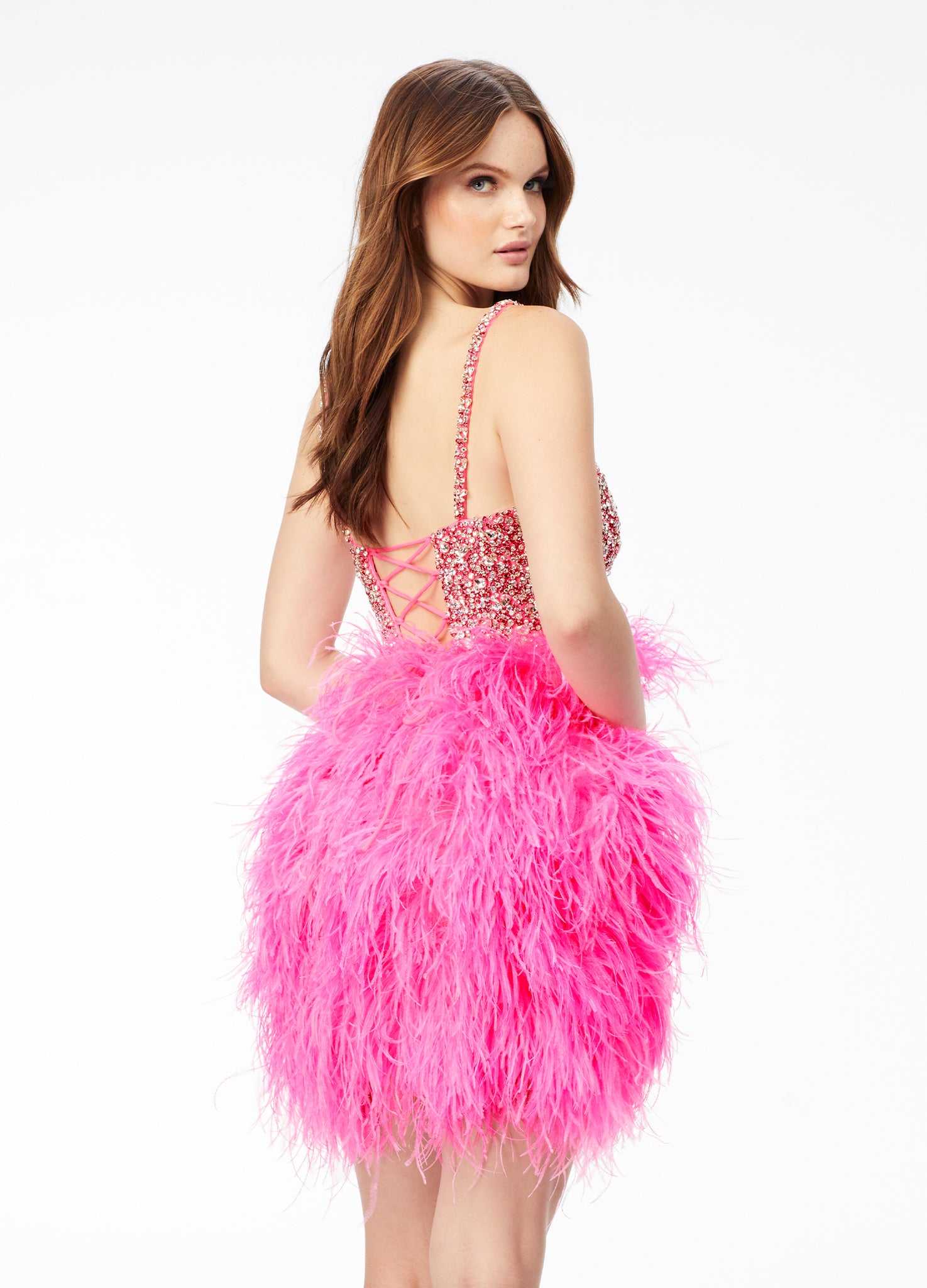 Ashley Lauren Feather Dress