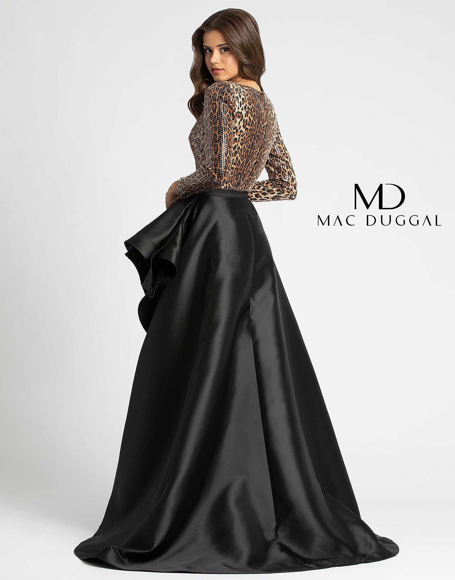Mac Duggal #67369 Cheetah Jumpsuit with Detachable Skirt