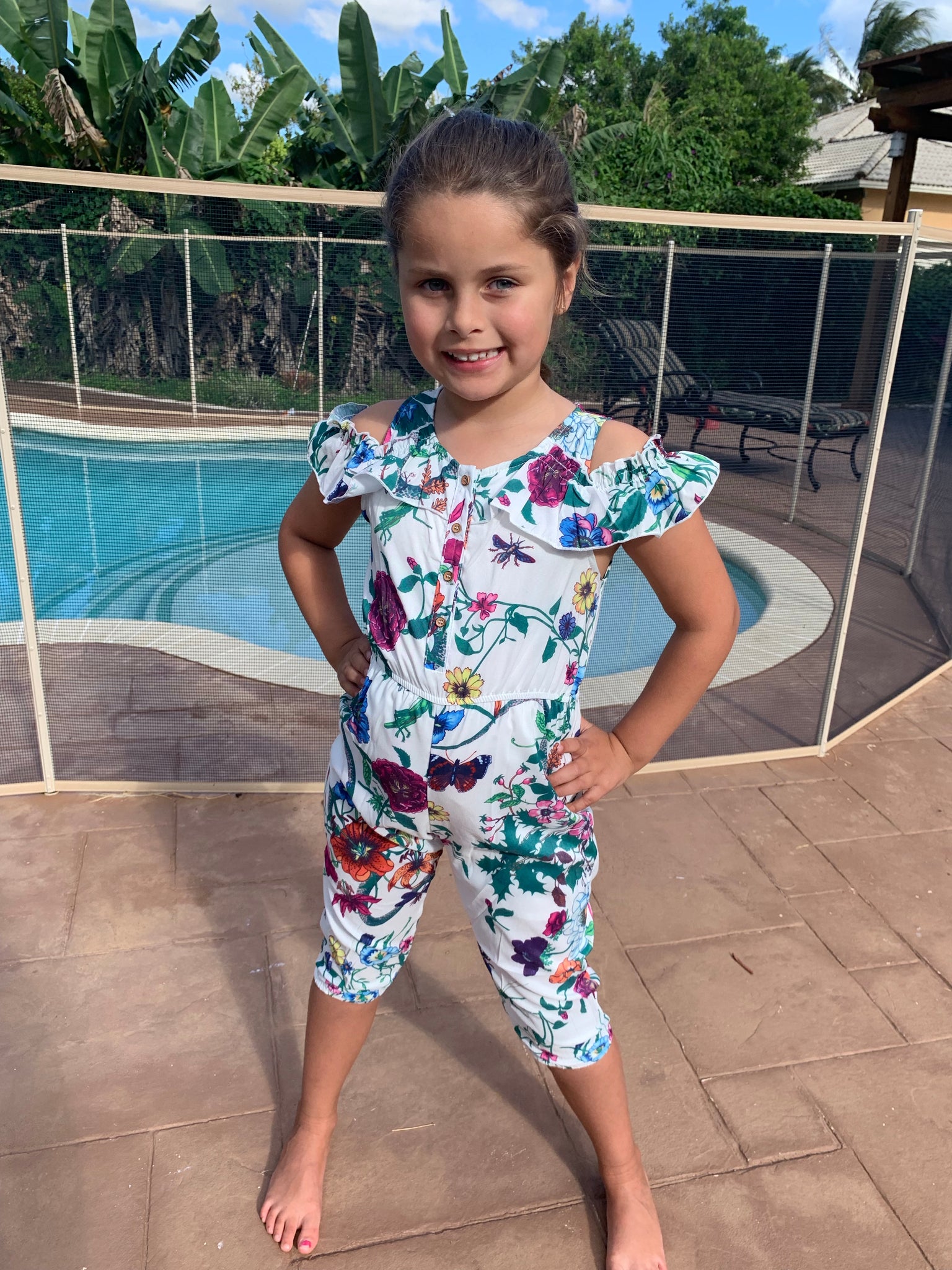 Girls Floral Jumpsuit