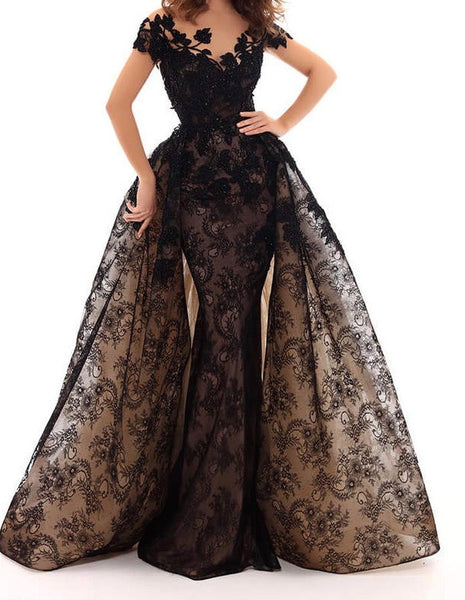 Tarik Ediz Gown with Detachable Over Skirt