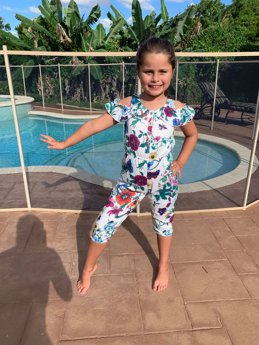 Girls Floral Jumpsuit