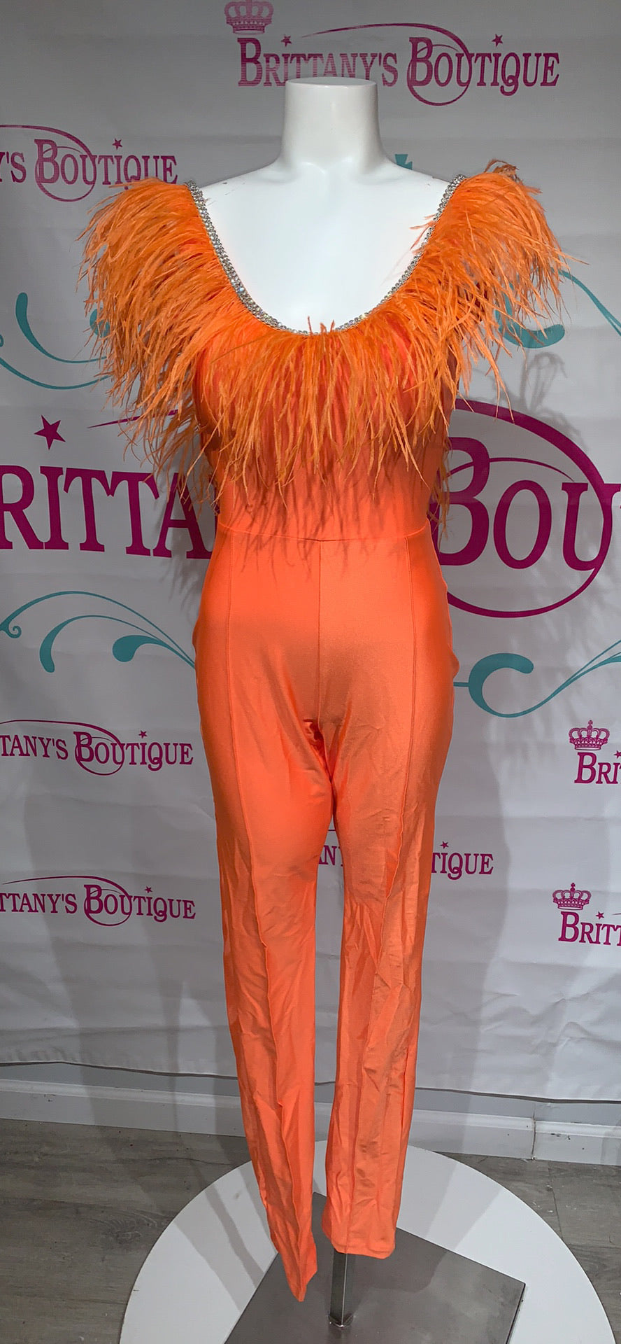 Jessica Angel Custom Neon Orange Jumpsuit