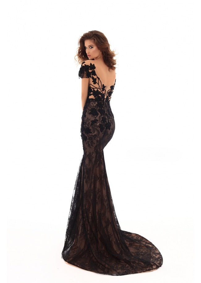 Tarik Ediz Gown with Detachable Over Skirt